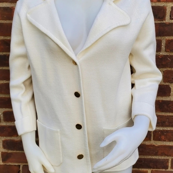 Leroy cream‎ Vintage cardigan M - Picture 2 of 9